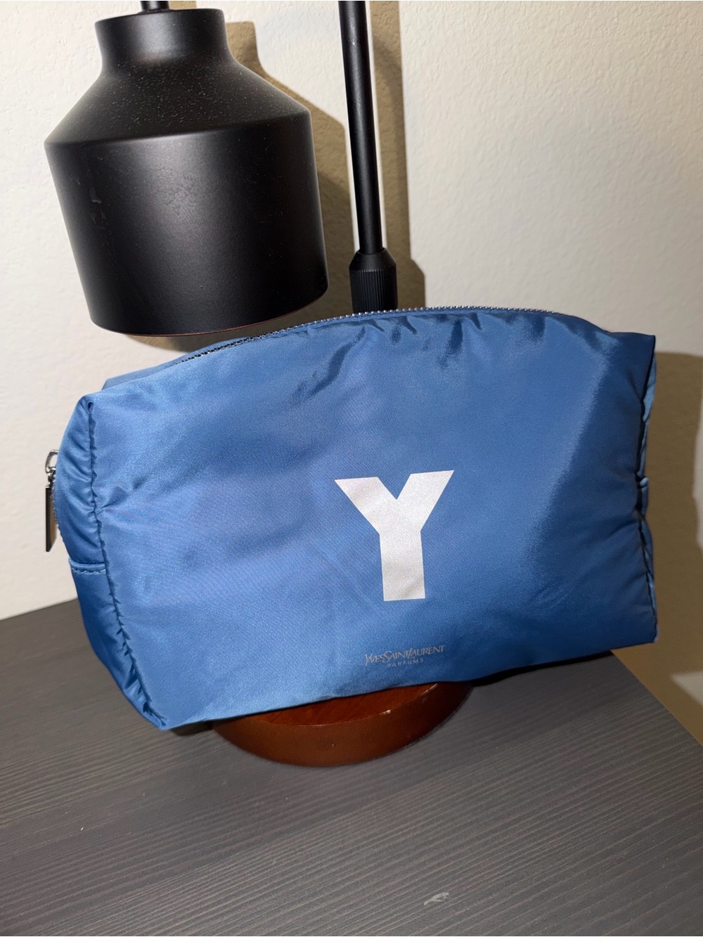 Yves Saint Laurent Blue 'Y' Nylon Travel Pouch